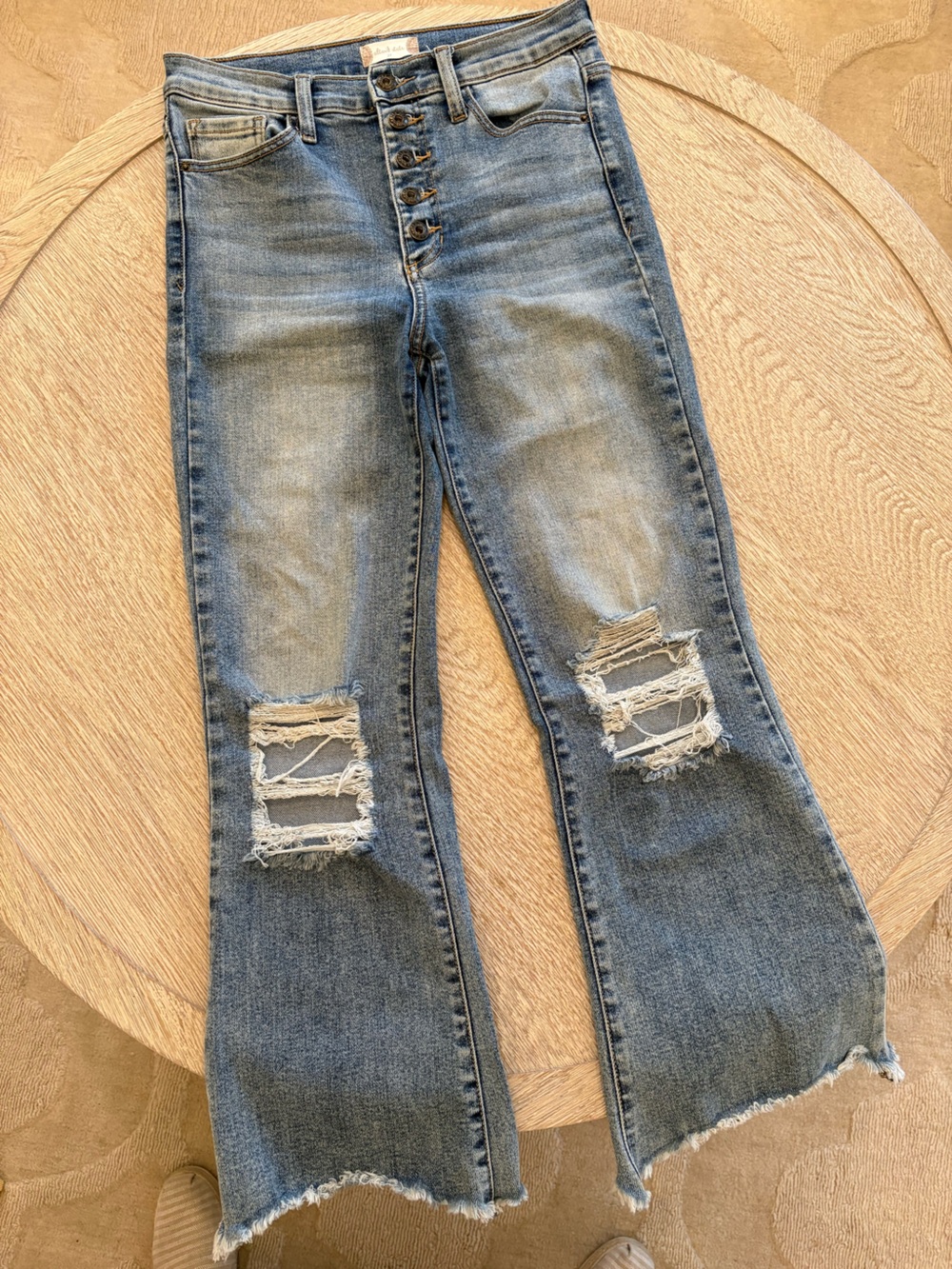 Altar’d State High-Waist Distressed Women’s Jeans Button Fly Raw Hem